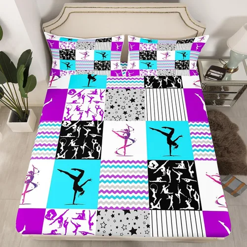 Vista 8 de Manfei Juego de sábanas bajeras de panal de galaxia, tamaño individual, 2 piezas, estampado geométrico hexagonal, funda de cama de cielo estrellado