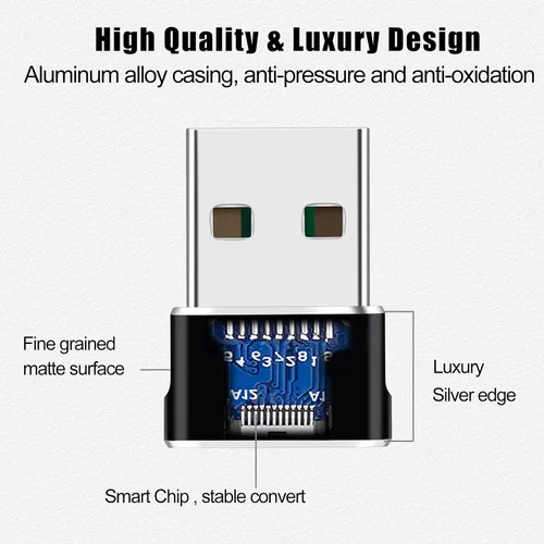 Vista 5 de Adaptador USB a USB C, 4 paquetes para iPhone de carga rápida, transferencia y conversión OTG tipo C. USBC a A compatible con iPhone 17/16/15 Plus