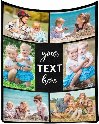 Vista 15 de MyPupSocks Manta de fotos personalizada para la familia, manta personalizada con 10 fotos y texto para mejores amigos, personaliza tus propias fotos