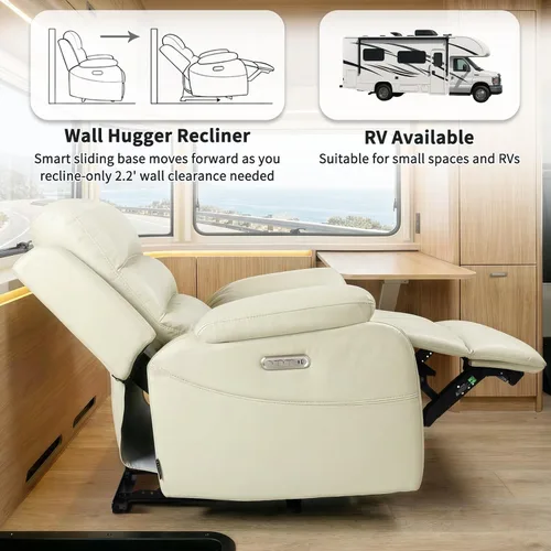 Vista 4 de EONIX - Silla reclinable eléctrica de doble motor, cero espacio libre Blanco crema