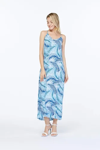 Vista 5 de Ropa de Luau hawaiana para hombres, mujeres, niñas y niños en hojas simplemente azules