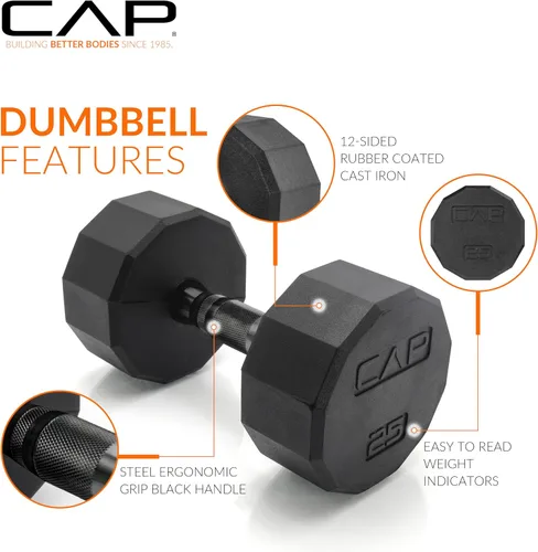 Vista 3 de CAP Barbell Juego de mancuernas hexagonales recubiertas de 150 libras con estante vertical Múltiples opciones
