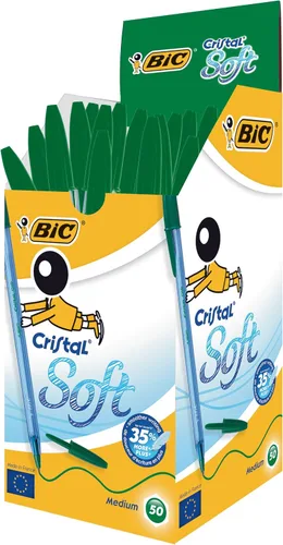 Vista 3 de BIC Cristal Soft - Bolígrafos de punta media (0.047 in), color azul, caja de 50