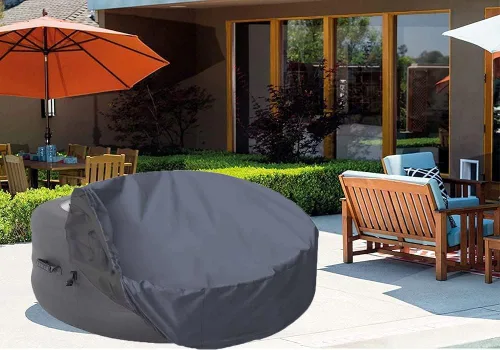 Vista 2 de Funda impermeable para bañera de hidromasaje, impermeable, portátil, redonda, protector para bañera de hidromasaje, piscina, muebles de jardín