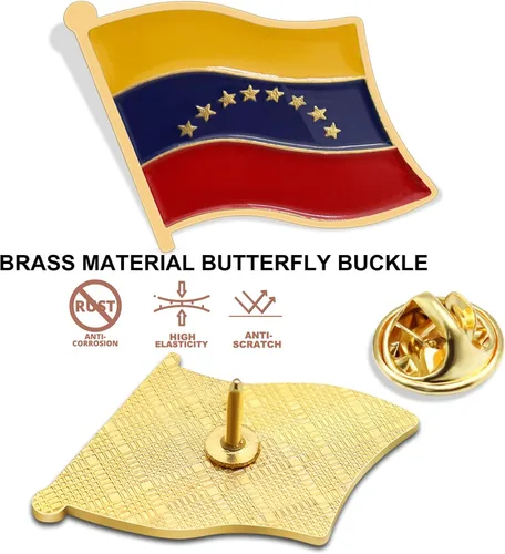 Vista 3 de 1250100 pines de bandera de la República Bolivariana de Venezuela a granel esmaltados para recuerdo, broche de solapa de metal Venezuela, broche