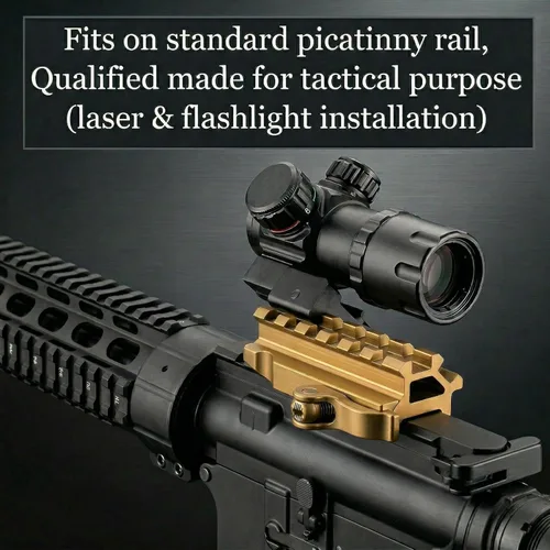 Vista 5 de 360 Tactical Picatinny de 1 pulgada de alto perfil de montaje elevador corto negro mate 8 ranuras para visores y ópticas (90 y 45 grados - montaje)