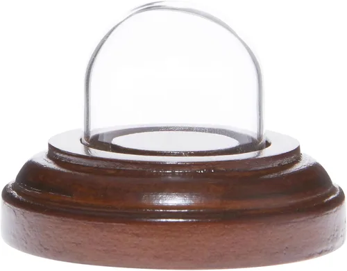 Vista 4 de Plymor Miniatura 1" x 1" Mini Cúpula de exhibición de cristal Tiny Cloche (base de chapa de madera negra)