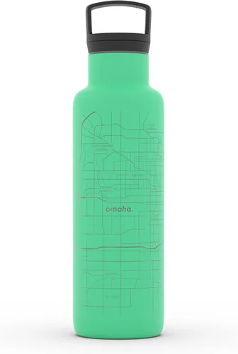 Vista 9 de Well Told Botella de agua aislada con mapa de Washington DC grabado, botella de acero inoxidable grabada (21 onzas, blanco) botella aislada de mapa