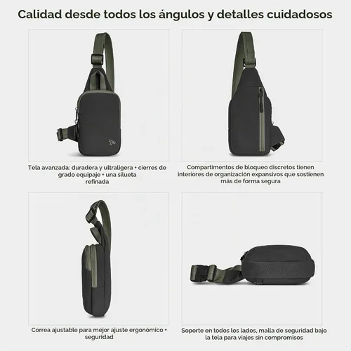 Vista 6 de Travelon Eslinga compacta antirrobo The Voyages Negro