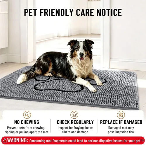 Vista 7 de Smiry Tapete para puerta de perro para patas fangosas, absorbente y Gris y negro
