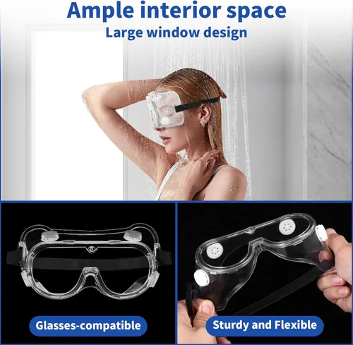 Vista 5 de Protector de pestañas y cejas ajustable, gafas de ducha, diseño apto para gafas, perfecto para proteger pestañas postizas