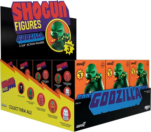 Vista 12 de Super7 Toho Shogun Godzilla - Figuras de reacción planas de caja ciega, paquete de 12 unidades, 3.75 pulgadas