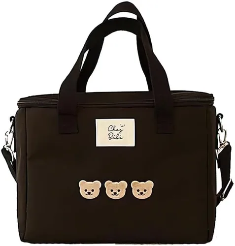 Vista 4 de RICHTRUE Lonchera Kawaii para niñas, lonchera aislada, lindas, para mujeres, lonchera aislada para niños (beige)