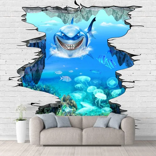 Vista 11 de Wall26 - Mural de pared autoadhesivo, tamaño grande, mundo bajo el océano