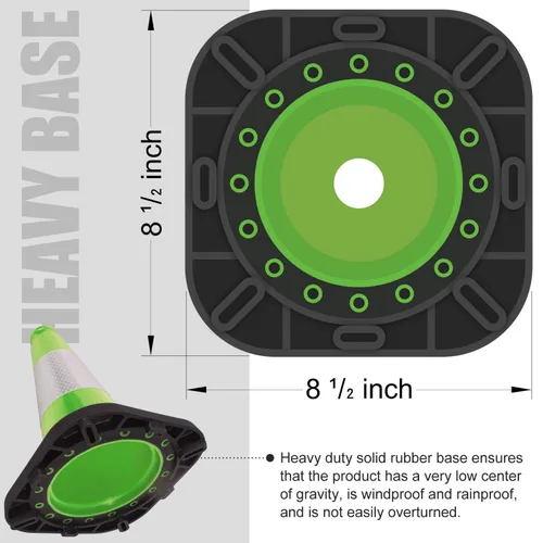 Vista 4 de Paquete de 6 conos de tráfico de PVC verdes de 12 pulgadas con base resistente, conos de seguridad de alta visibilidad para todo tipo de clima