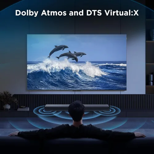 Vista 3 de TCL Barra de sonido S55H 2.1 con subwoofer inalámbrico para Smart TV Dolby Atmos DTS:X Calibración automática de sala Audio de cine en casa