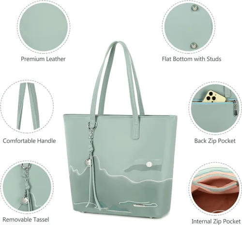 Vista 3 de Pomelo Best Soft Faux Leather Stylish Shoulder Tote Bags for Women