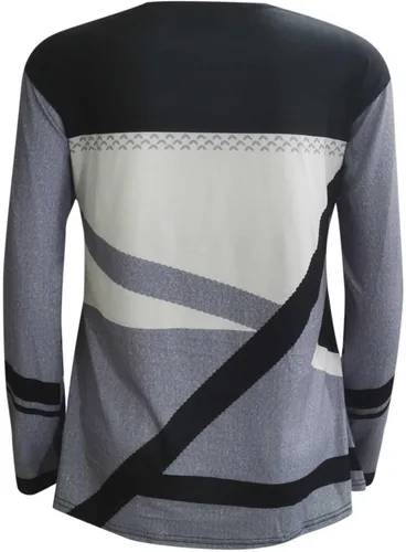 Vista 4 de Camisas de manga larga de moda para mujer, con retazos, bloque de color, camisetas de otoño e invierno, ajuste holgado, blusas casuales elegantes