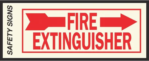 Vista 3 de Hy-Ko Productos FE-1 Señal de extintor de incendios que brilla en la oscuridad 4" x 18" Rojo