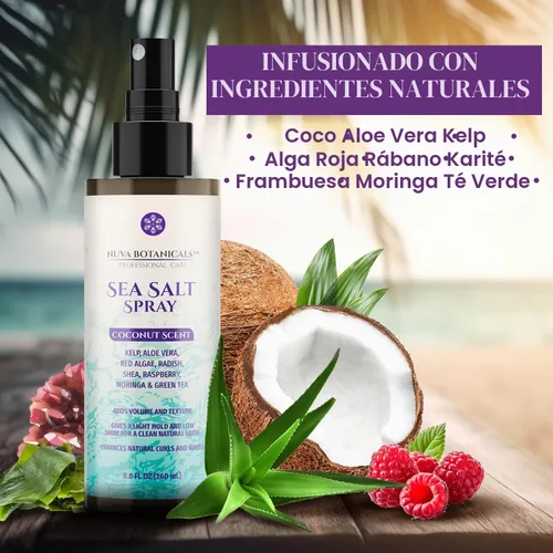 Vista 3 de Nuva Botanicals Spray texturizante para el cabello con sal marina de coco