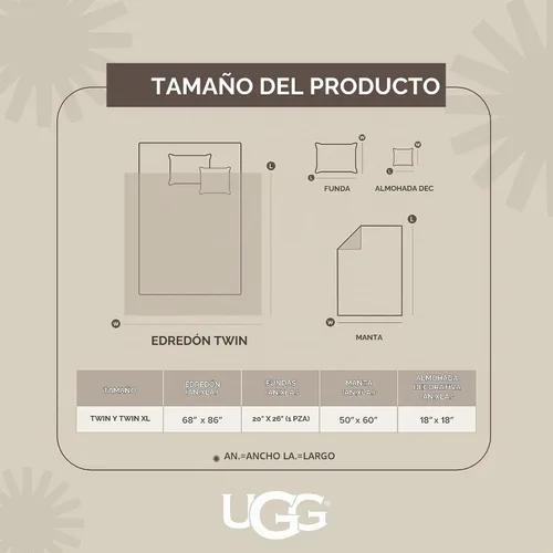 Vista 3 de UGG Remina - Juego de edredón individual, cama de dormitorio en una bolsa Beige