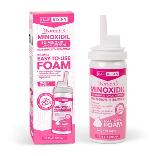 Vista 3 de Hair Regen Minoxidil Foam para mujeres 5% - Tratamiento de crecimiento del cabello para mujer - Minoxidil espumoso tópico para mujeres - Ideal