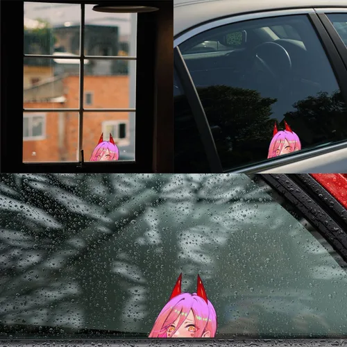 Vista 4 de 5.1" 2Pcs para chicas lindas, calcomanías de anime para auto Peeker, accesorios para coche, calcomanías y pegatinas para ventana, maletero