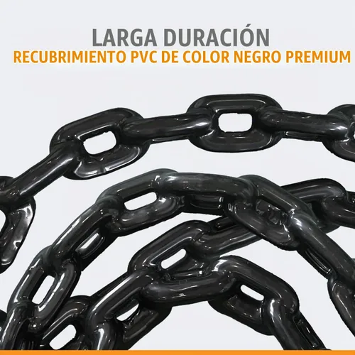 Vista 3 de Anchor-Man - Cadena de anclaje para barco recubierta de PVC, cadena de ancla marina negra con grilletes de acero inoxidable para barcos, kayaks