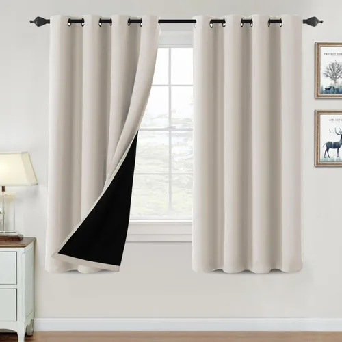 Vista 59 de H.VERSAILTEX Cortinas 100% de opacidad para dormitorio, con aislamiento térmico, cortinas opacas de 63 pulgadas de largo, cortinas de bloqueo