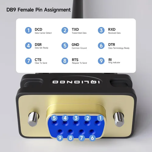 Vista 4 de Adaptador USB a RS232 de 12 pies con chipset FT232RL, cable serie USB 2.0 hembra compatible con Windows 11,10, 8, 7, Vista, XP, 2000, Linux y Mac