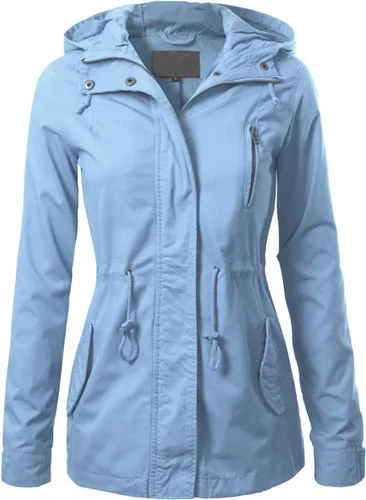 Vista 5 de Design by Olivia - Chaqueta militar impermeable con capucha para mujer