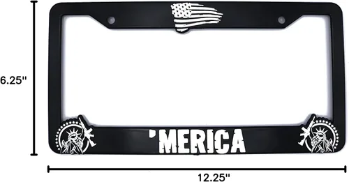 Vista 8 de Merica' for America - Marco elevado 3D para placa de matrícula 1 paquete de cubierta para placa de automóvil de Estados Unidos Soporte universal
