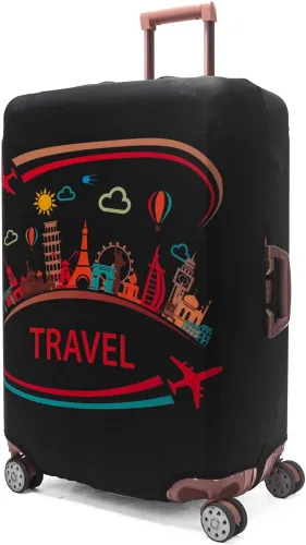 Vista 2 de Madifennina Funda protectora de equipaje de viaje de elastano para equipaje de 23 a 32 pulgadas, Negro-viaje