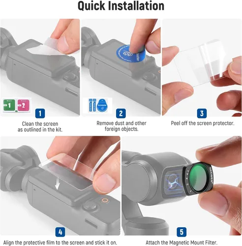 Vista 7 de NEEWER Filtro ND2-32 variable compatible con DJI Osmo Pocket 3, filtro magnético ND ajustable de 1 a 5 paradas limitadas, accesorios para cámara