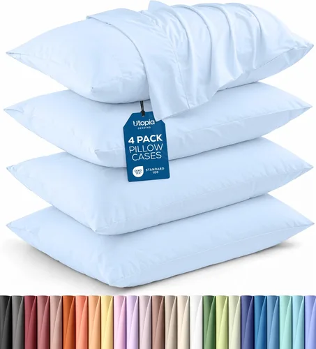 Vista 19 de Utopia Bedding - Juego de 4 fundas de almohada tamaño estándar, con cierre de sobre, tela de microfibra cepillada suave, resistentes al encogimiento