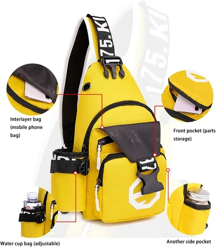 Vista 5 de CUSALBOY Mochila del ocio de la mochila de un solo hombro de la manera con el agujero del auricular del puerto USB, mochila impresa