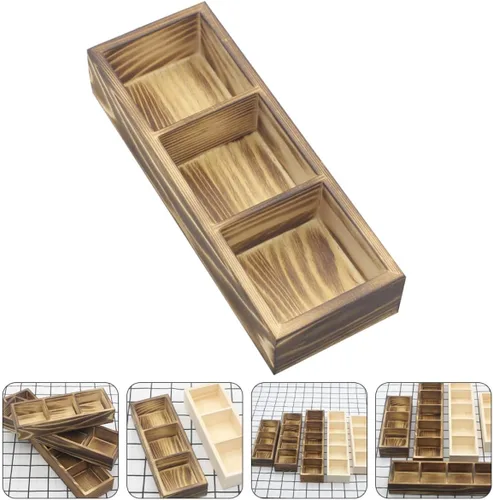 Vista 9 de Wood Tea Bag Storage Organizer Box, 3 Compartment Countertop Holder