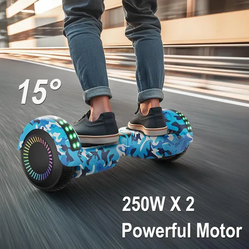 Vista 7 de Kids Scooter with Bluetooth Speaker & Corlorful LED Lights, Dual 250W Motor 7.5 Mph Speed, Gifts for All Ages Blanco