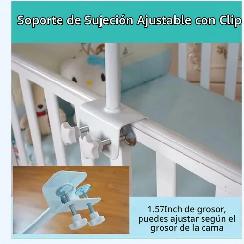 Vista 5 de Soporte para dosel para cuna, soporte para mosquitera, de metal Soporte ajustable con clip, accesorios para mosquiteros