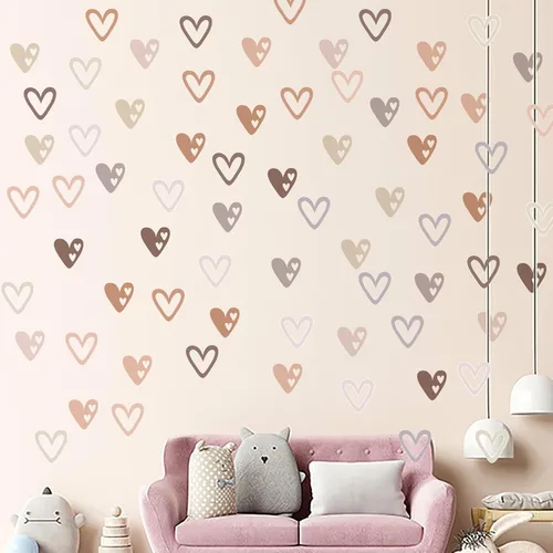 Vista 4 de 72 calcomanías de pared con forma de corazón bohemio, calcomanías de pared con forma de amor para dormitorio de niñas, murales de vinilo