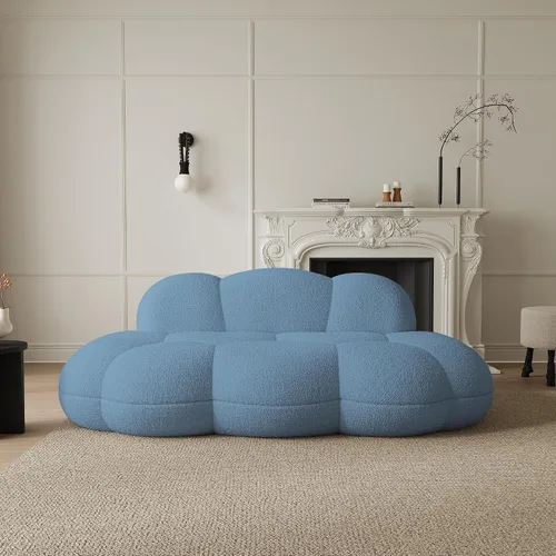 Vista 9 de JACH Sofá de nube de 3 plazas para sala de estar, moderno sofá tapizado de sherpa, sofá de ocio minimalista, cómodo sofá nube para apartamento