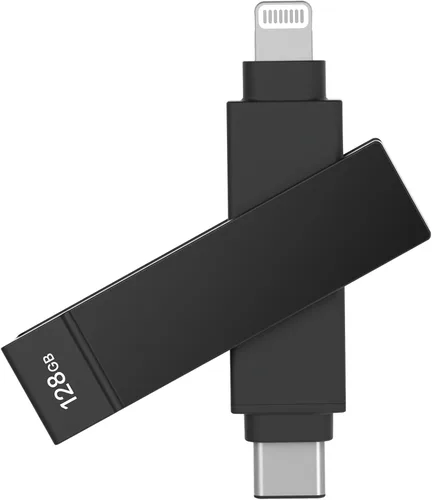 Vista 21 de iXflash - Memoria flash para iPhone de 128 GB, certificado Apple MFi, Lightning y USB C, color rosa, 2 en 1 para teléfono, iPad y computadora, foto