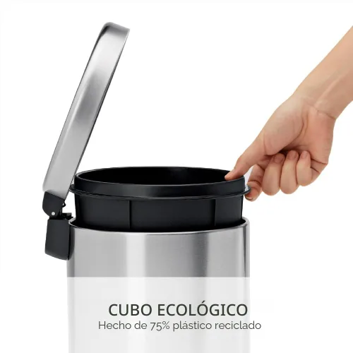 Vista 5 de simplehuman - Cubo de basura redondo para baño de 1.2 galones / 4.5 litros, de acero inoxidable cepillado