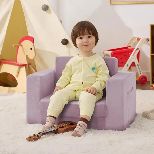 Vista 11 de Silla de sofá para niños pequeños, sofá plegable para niños, cómodo gris