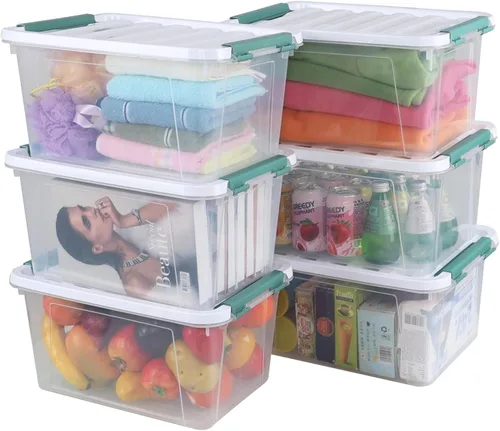 Vista 3 de Yuright Caja de contenedores de almacenamiento de plástico transparente de 20 cuartos de galón, 6 paquetes