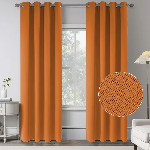 Vista 26 de KEQIAOSUOCAI Cortinas de lino 100% opacas de 100 pulgadas de largo, 2 paneles para dormitorio, estilo casa de campo moderna, completamente negro