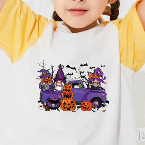Vista 2 de Parches termoadhesivos de Halloween para planchar con esqueleto, parches termoadhesivos para ropa, bruja, calabaza, automóvil, camión, adhesivos