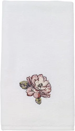 Vista 5 de Avanti Linens Butterfly Garden Collection, toalla de mano bordada, color blanco