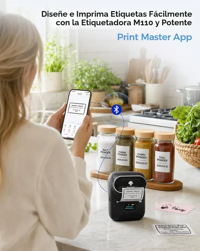 Vista 7 de Phomemo Etiquetadoras M110, impresora térmica portátil Bluetooth con Negro
