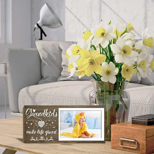 Vista 3 de Marco de fotos para nietos – Marco de fotos para abuelos que hacen la vida un gran regalo para la abuela abuelo de los nietos, centros de mesa, mesa